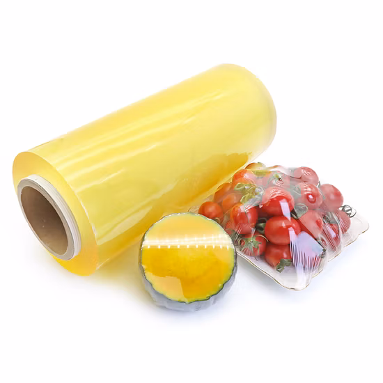 Food Grade PVC Cling Film High Stretch Transparent Clear Waterproof Plastic Packing Stretch Film Jumbo Roll